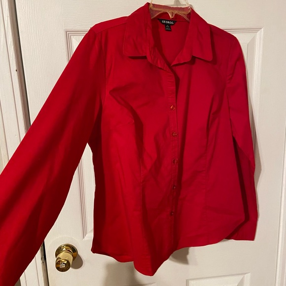 George Women's Scarlet Button-Down Shirt - Picture 1 of 6